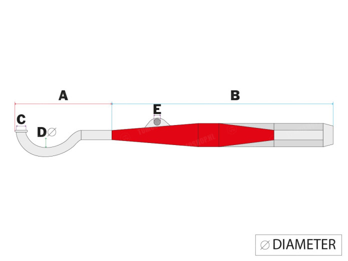 Uitlaat Tomos A3 / A35 Tecno Bullet blank aluminium demper